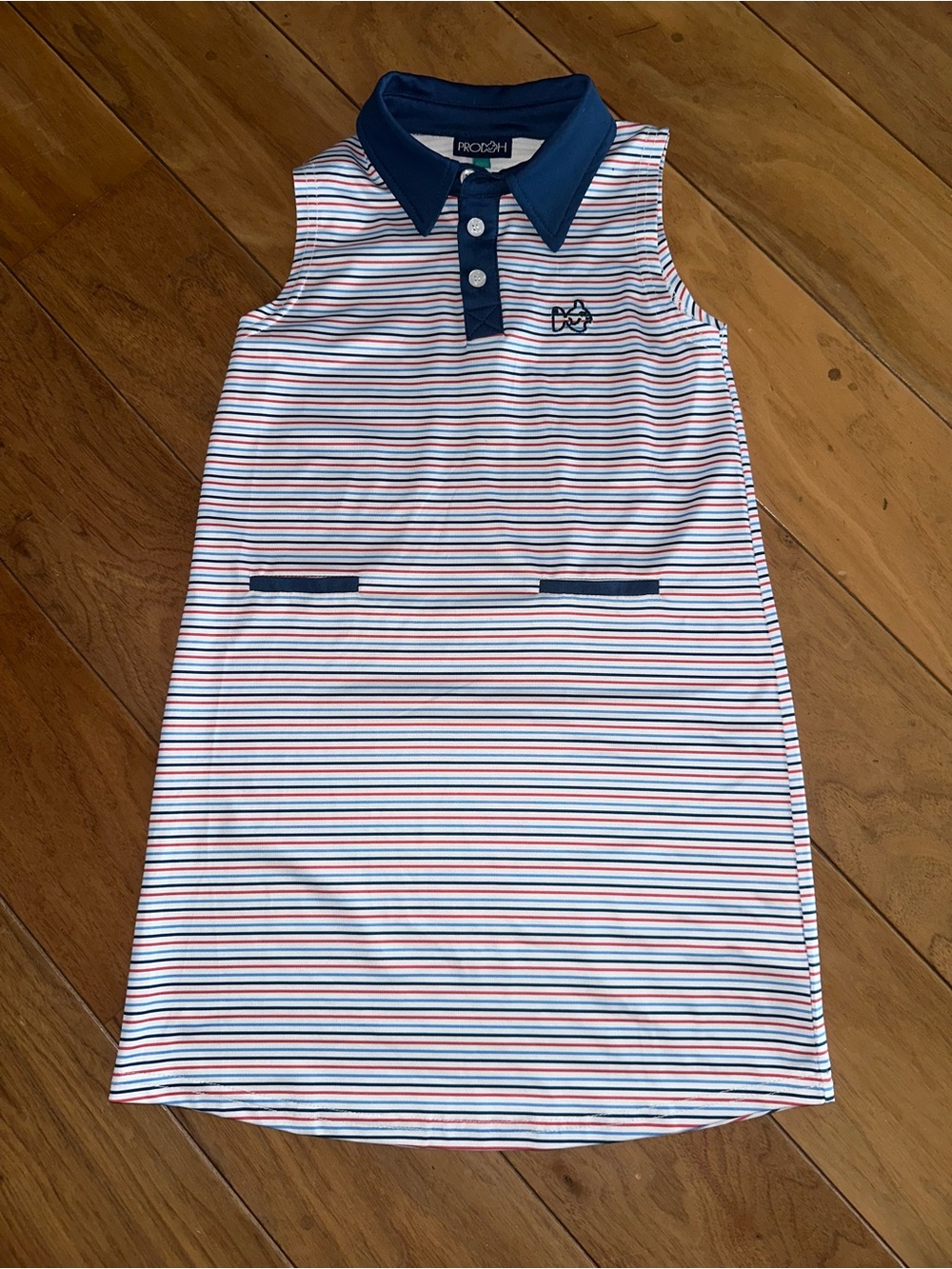 Prodoh American Striped Sleeveless Polo Dress in Red, White and Blue